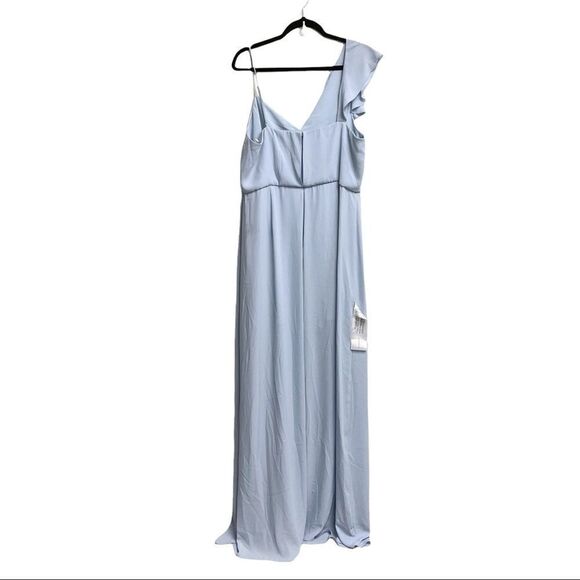 BCBGMAXAZRIA Asymmetrical Neck Ruffle Maxi Dress Blue 16 - Picture 8 of 8